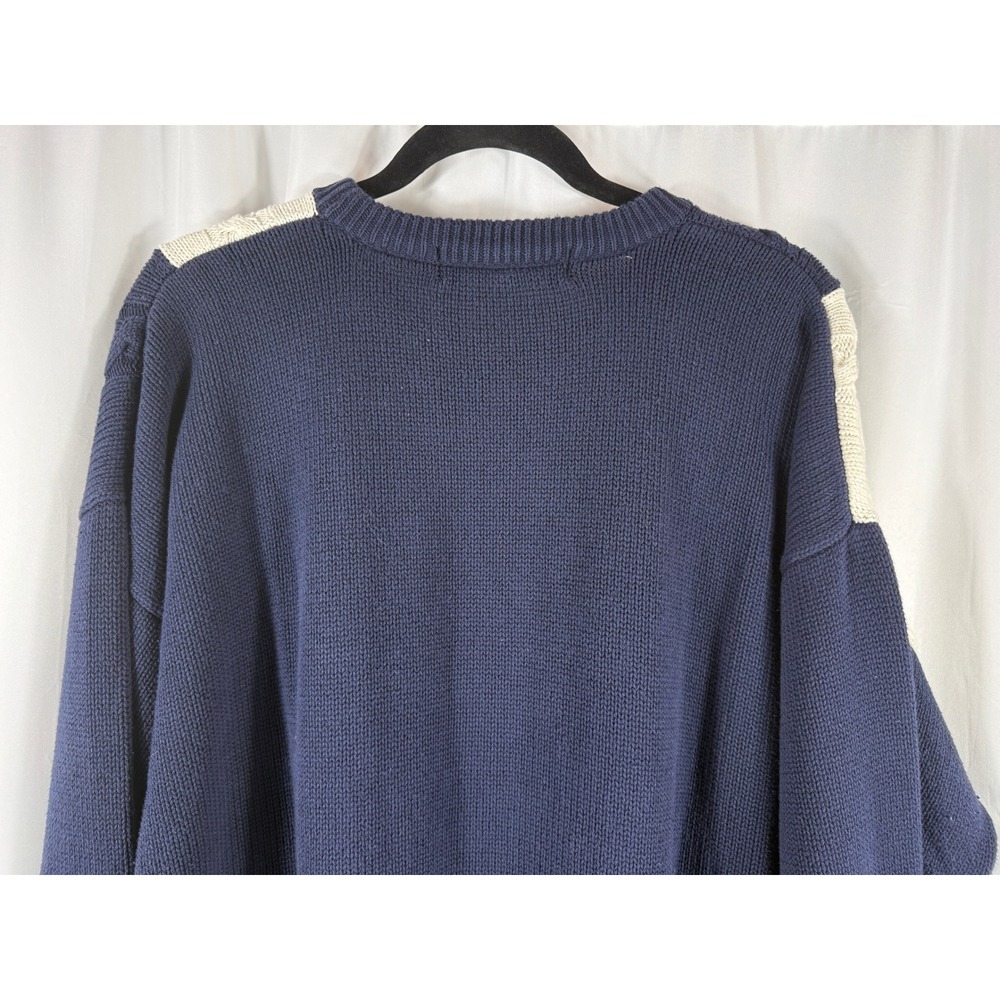 Vintage John Ashford Mens XL 100%‎ Cotton Cable Knit Color Block Sweater Preppy - Picture 7 of 8
